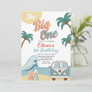 Invitation Retro Big One Surf Beach 1er anniversaire