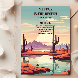 Invitation Retro Boho Desert Mountain Mariage
