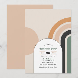 Invitation Retro Boho Rainbow Arche Noël fête