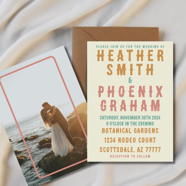 Invitation Retro Bold Typographie Bright Photo Mariage (Créateur téléchargé)