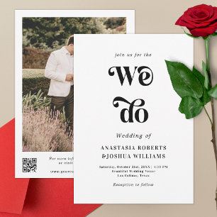 Invitation Retro Bold We Do Black & White QR Code Mariage