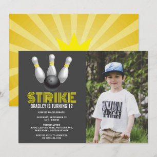 Invitation Retro Bowling N'Importe Quel Âge Photo Anniversair