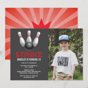 Invitation Retro Bowling N'Importe Quel Âge Photo Anniversair