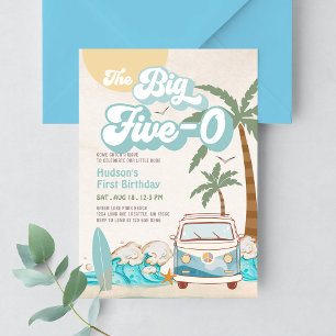 Invitation Retro Boy The Big Five-0 Surf 50e Anniversaire