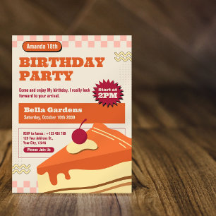 Invitation Retro Cake Anniversaire de enfant Party