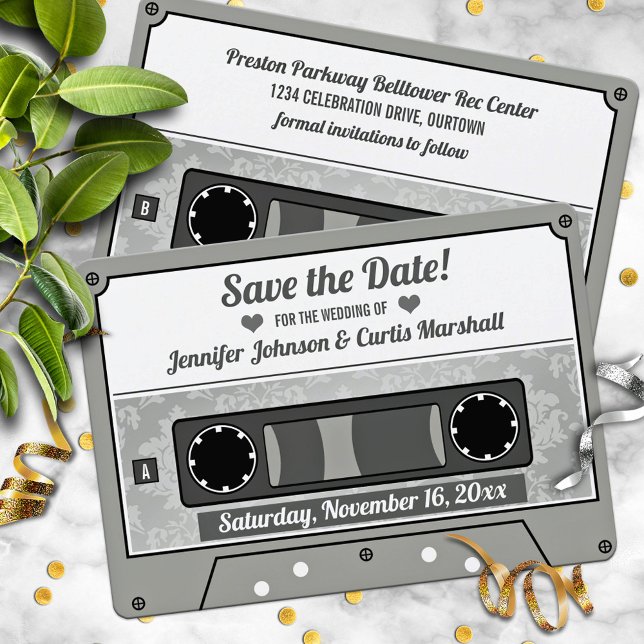Invitation Retro Cassette Bande Mariage Enregistrer la date (Créateur téléchargé)