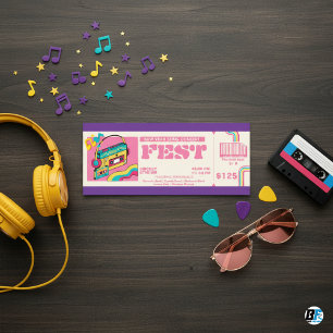 Invitation Rétro Cassette Boombox Chanson de Nouvel An Concer