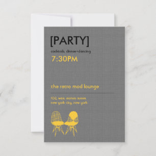 Invitation Rétro Chaise Mod Pair Eames Réception de mariage