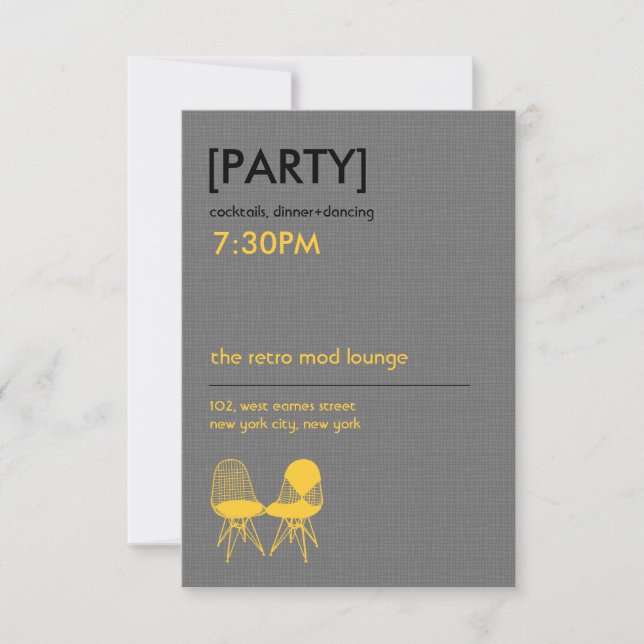 Invitation Rétro Chaise Mod Pair Eames Réception de mariage (Devant)