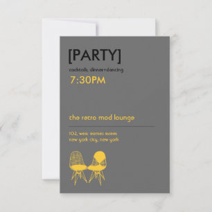 Invitation Rétro Chaise Mod Pair Eames Réception de mariage