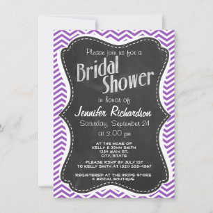 Invitation Retro Chalkboard; Deep Lilac Chevron
