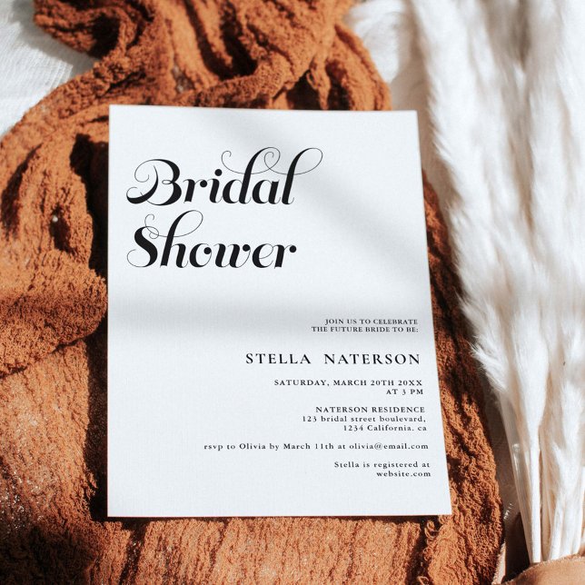 Invitation Retro chic simple black white bridal shower (Créateur téléchargé)