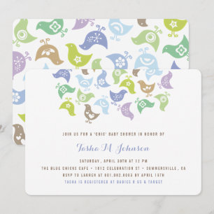 Invitation Retro Chicks Boy Baby shower Party