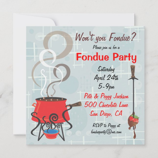 Invitation Retro Chocolate Fondue Party (Devant)