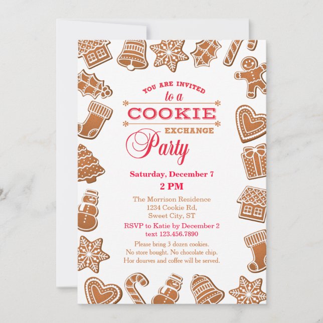 Invitation Retro Christmas Cookie Exchange Party (Devant)