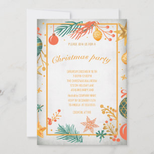 Invitation Retro Christmas Ornaming Company Christmas Party