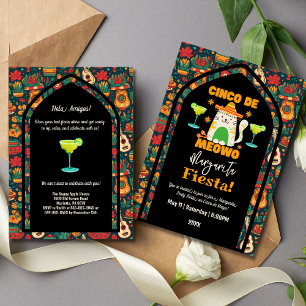 Invitation Retro Cinco De Mayo - Cute Cat Margarita Fiesta