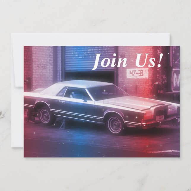 Invitation Retro Classic 70's Car Retirement Party Anniversai (Devant)