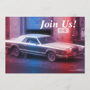 Invitation Retro Classic 70's Car Retirement Party Anniversai