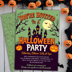 Invitation Retro Classic Haunted House Halloween Party