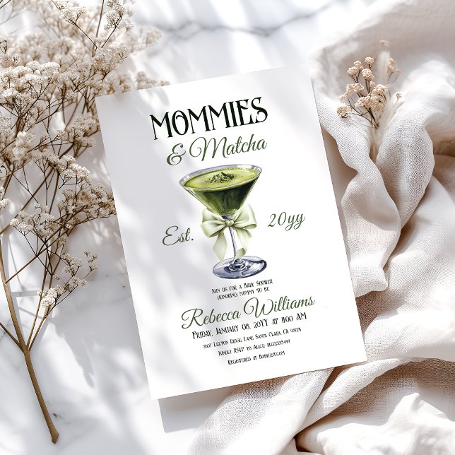 Invitation Retro Club Mommies et Baby shower Matcha Bow (Créateur téléchargé)