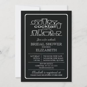 Invitation Retro Cocktail Party Bride douche