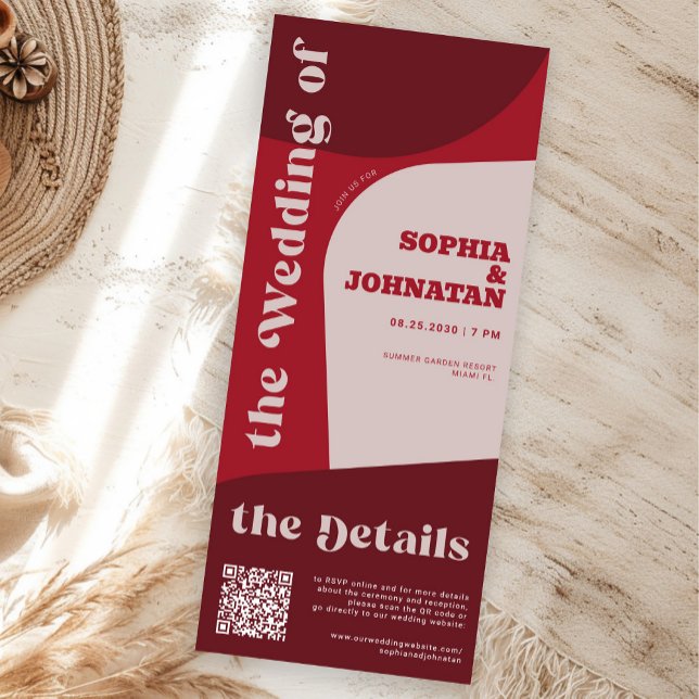 Invitation Retro colorful whimsical QR rsvp details wedding (Créateur téléchargé)