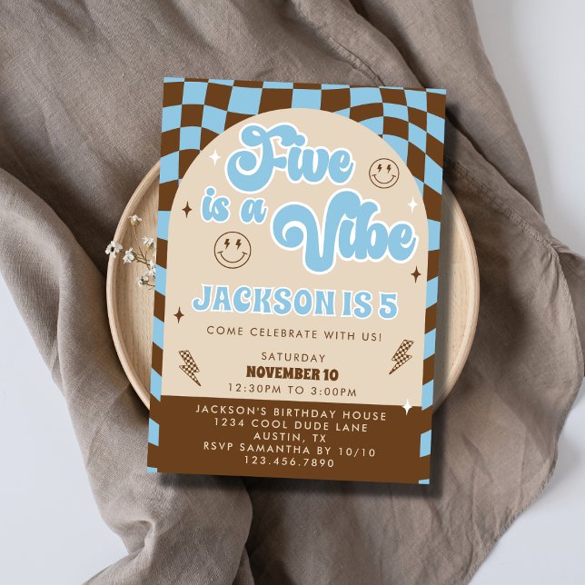 Invitation Retro Cool Five est une Vibe Boys 5e fête d'annive (Créateur téléchargé)