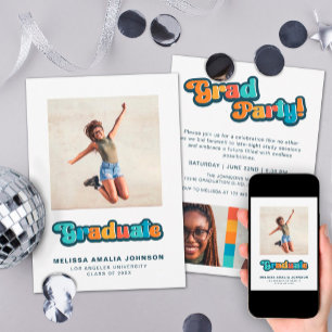Invitation Retro couleur super 3 photo Grad Party informel