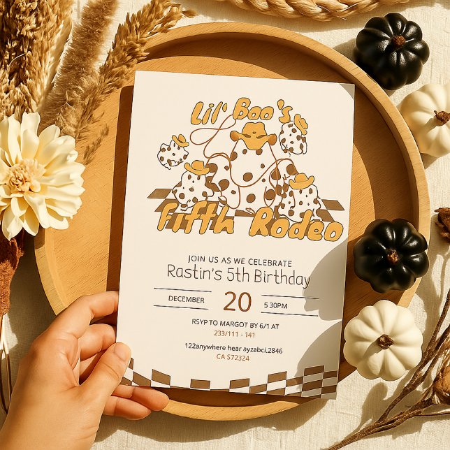 Invitation Retro Cowboy Halloween À damiers Motif Anniversair (Créateur téléchargé)