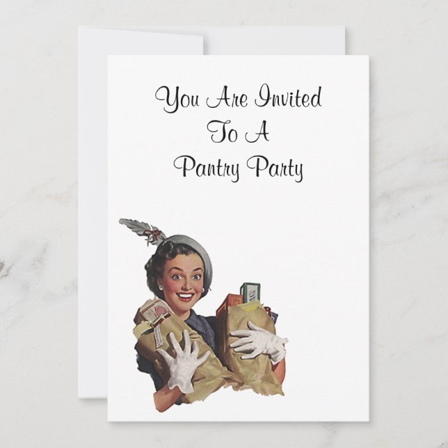 Invitation Rétro cuisine heureuse de Madame Pantry Party (Devant)