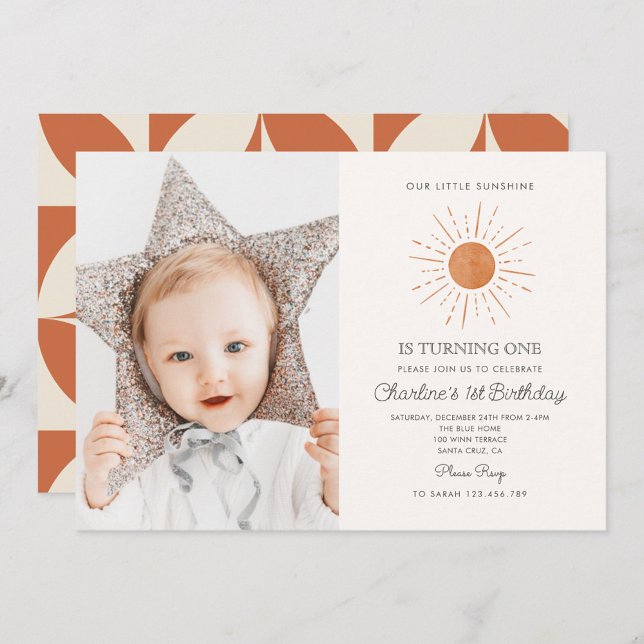 Invitation Retro Cuisine Notre Petit Soleil 1er Anniversaire (Créateur téléchargé)