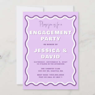 Invitation Retro Cute Wavy Purple Photo Party