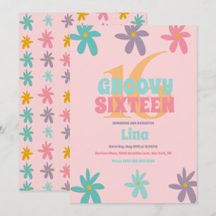 Invitation Retro Daisy Flower Sweet 16 fête d'anniversaire