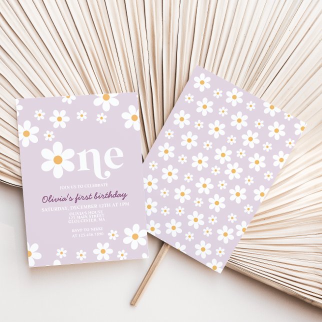 Invitation Retro Daisy One Floral 1er Anniversaire (Créateur téléchargé)
