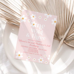 Invitation Retro Daisy One Wild et Trois Anniversaire