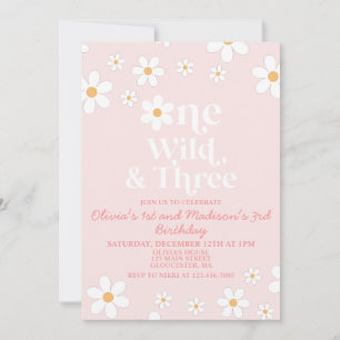 Invitation Retro Daisy Un Sauvage et trois Anniversaire