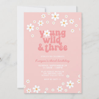 Invitation Retro Daisy Young Wild Three Floral 3e anniversair