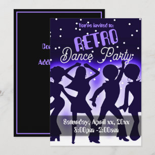 Invitation Retro Dance Party Purple