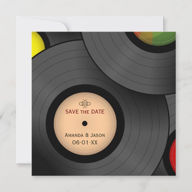 Invitation rétro de sauvegarde de date de disques  (Devant)