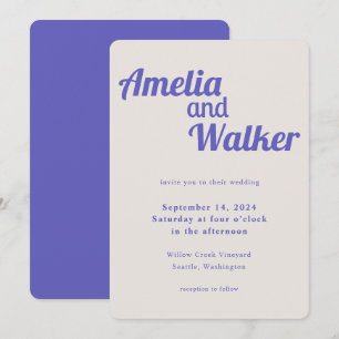 Invitation Retro Delft Mariage parfait violet