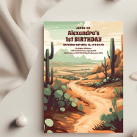 Retro Desert Cactus 1er anniversaire