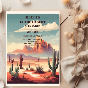 Invitation Retro Desert et Cactus Mariage