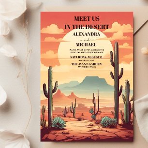 Invitation Retro Desert et Cactus Mariage