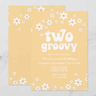 Invitation Retro Deux marguerite Super boho floral deuxième a
