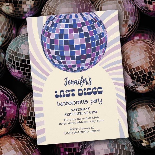 Invitation Retro Disco Ball Super les années 70 Bachelorette  (Créateur téléchargé)