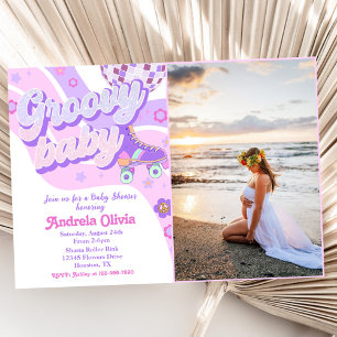 Invitation Retro Disco Roller Skate Baby shower Party Photo