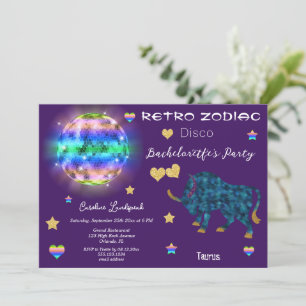 Invitation Retro Disco Taureau Signe du Zodiaque Enterrement 