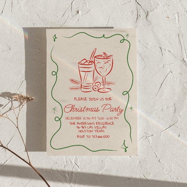 Invitation Retro Drake Green Red Cocktail Fun Party (Créateur téléchargé)