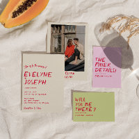 Rétro Écrit à la main coloré moderne Mariage uniqu